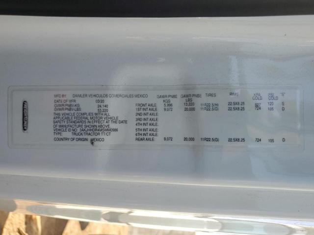 3AKJHHDR4MSMM0986 - 2021 FREIGHTLINER CASCADIA 1 白色 照片 10