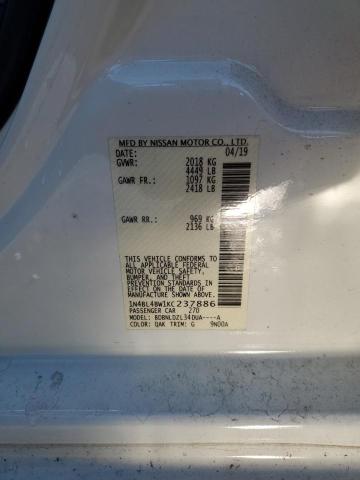 1N4BL4BW1KC237886 - 2019 NISSAN ALTIMA S WHITE photo 12