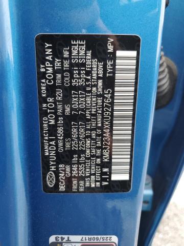 KM8J23A4XKU927645 - 2019 HYUNDAI TUCSON SE BLUE photo 12