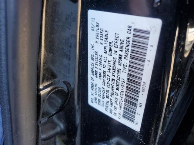 1HGCP2F83CA179197 - 2012 HONDA ACCORD EXL BLACK photo 12