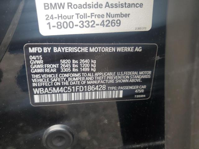 WBA5M4C51FD186428 - 2015 BMW 535 XIGT BLACK photo 12