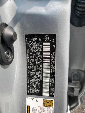 JTDKB20U087740992 - 2008 TOYOTA PRIUS SILVER photo 13