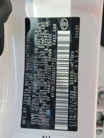 4T1BK1EB0HU257713 - 2017 TOYOTA AVALON XLE Biały zdjęcie 12