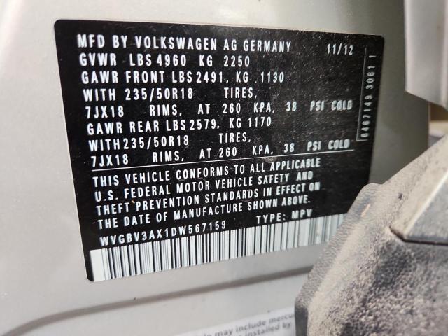 WVGBV3AX1DW567159 - 2013 VOLKSWAGEN TIGUAN S 银色 照片 14