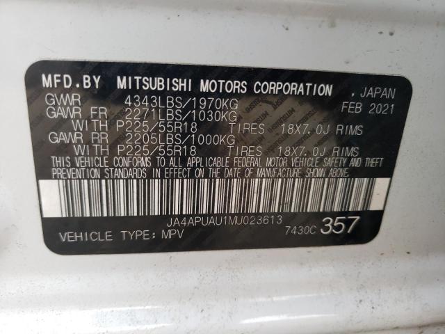 JA4APUAU1MU023613 - 2021 MITSUBISHI OUTLANDER ES WHITE photo 13