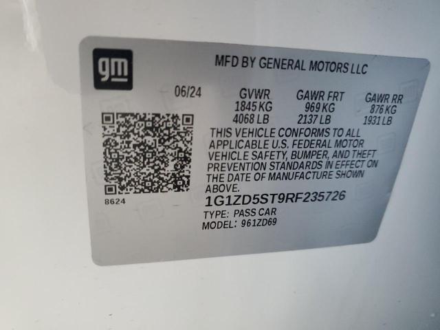 1G1ZD5ST9RF235726 - 2024 CHEVROLET MALIBU LT 白色 照片 12