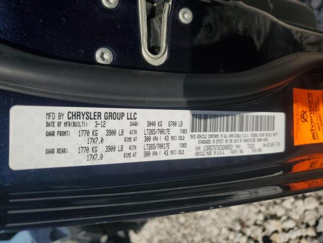 1C6RD7GTXCS208522 - 2012 DODGE RAM 1500 SLT Blau Foto 12