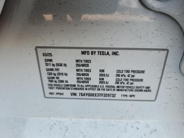 7SAYGDEE3TF329732 - 2026 TESLA MODEL Y WHITE photo 12