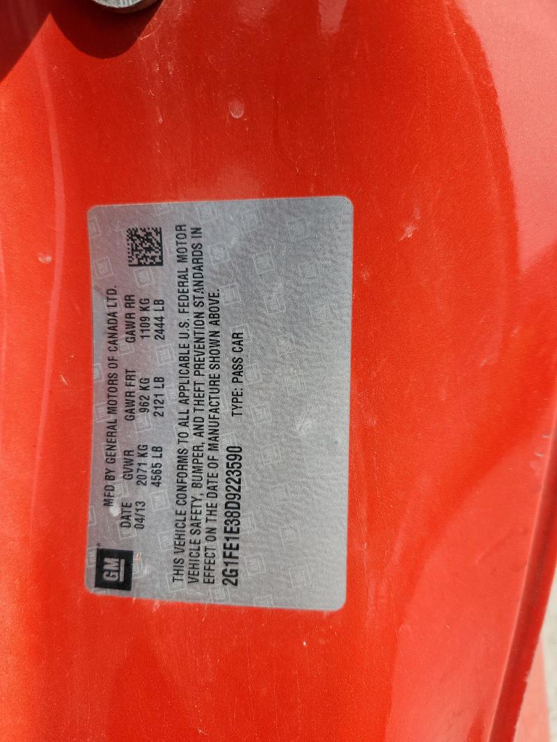 2G1FE1E38D9223590 - 2013 CHEVROLET CAMARO LS ORANGE photo 12