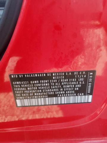 3VWD17AJ1FM264944 - 2015 VOLKSWAGEN JETTA SE RED photo 13
