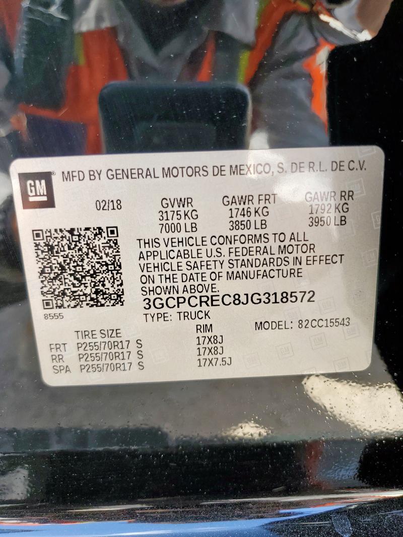 3GCPCREC8JG318572 - 2018 CHEVROLET SILVERADO C1500 LT BLACK photo 12