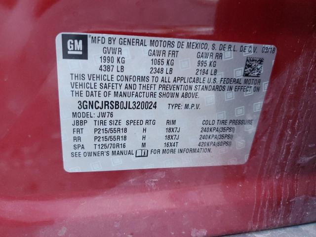 3GNCJRSB0JL320024 - 2018 CHEVROLET TRAX PREMIER RED photo 13