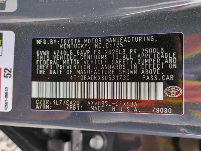 4T1DBADKXSU531730 - 2025 TOYOTA CAMRY XSE 灰色 照片 12