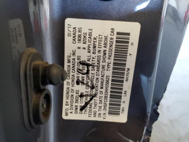 2HGFC3B35HH356625 - 2017 HONDA CIVIC EX ნაცრისფერი ფოტო 12