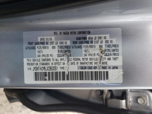 JM3KFACM5J0350051 - 2018 MAZDA CX-5 TOURING ვერცხლისფერი ფოტო 13