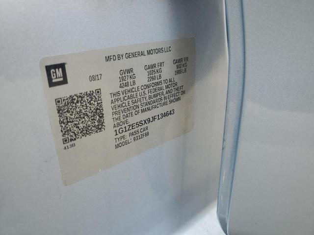 1G1ZE5SX9JF134643 - 2018 CHEVROLET MALIBU PREMIER SILVER photo 12