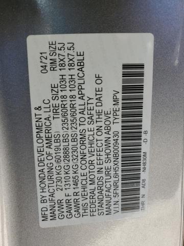 5FNRL6H5XNB009430 - 2022 HONDA ODYSSEY EX SILVER photo 13