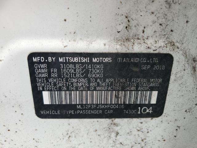 ML32F3FJ5KHF00416 - 2019 MITSUBISHI MIRAGE G4 ES WHITE photo 12