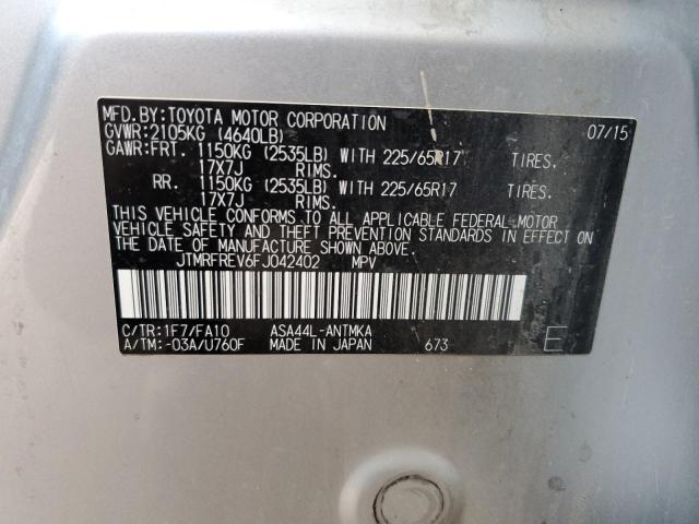 JTMRFREV6FJ042402 - 2015 TOYOTA RAV4 XLE SILVER photo 13