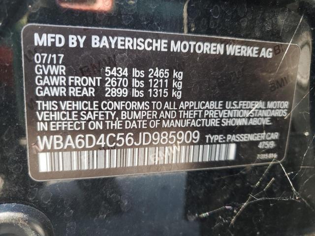 WBA6D4C56JD985909 - 2018 BMW 650 I GRAN COUPE BLACK photo 12