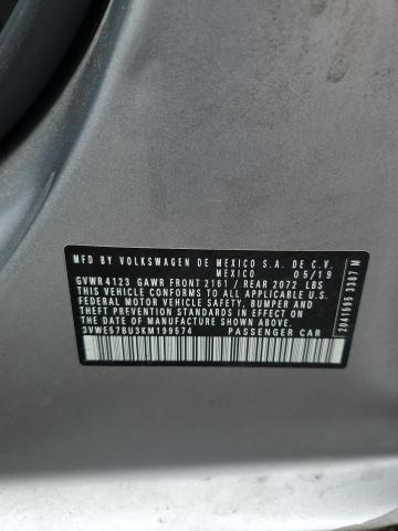 3VWE57BU3KM199574 - 2019 VOLKSWAGEN JETTA SEL ვერცხლისფერი ფოტო 12