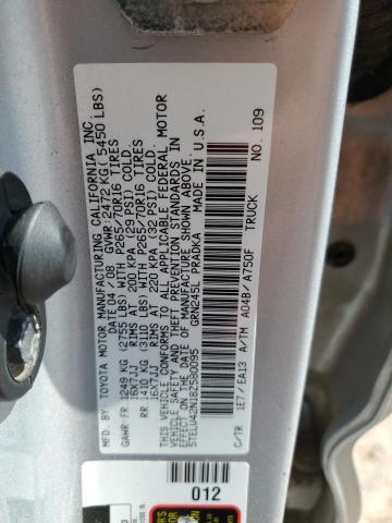 5TELU42N18Z580095 - 2008 TOYOTA TACOMA DOUBLE CAB SILVER photo 12