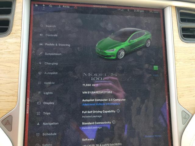 5YJSA1E21JF271352 - 2018 TESLA MODEL S SILVER photo 9