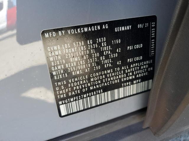 WVGTMPE27MP058765 - 2021 VOLKSWAGEN ID.4 PRO S GRAY photo 13