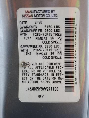 JN8AR05Y9WW271190 - 1998 NISSAN PATHFINDER LE GRAY photo 12