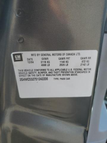 2G4WC532751242206 - 2005 BUICK LACROSSE CX Grafitowy zdjęcie 12