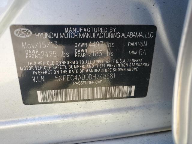 5NPEC4AB0DH748681 - 2013 HYUNDAI SONATA SE ვერცხლისფერი ფოტო 12