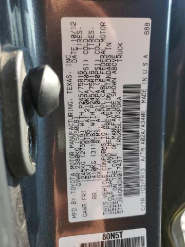 5TFJX4GN4DX017437 - 2013 TOYOTA TACOMA DOUBLE CAB ნაცრისფერი ფოტო 12