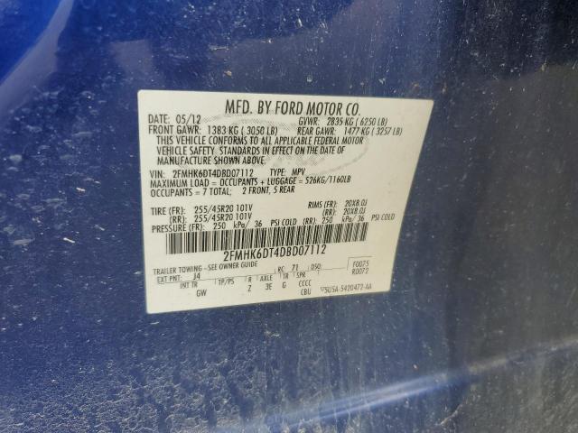 2FMHK6DT4DBD07112 - 2013 FORD FLEX LIMITED BLUE photo 13