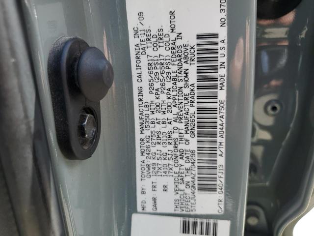 5TEJU4GN4AZ704298 - 2010 TOYOTA TACOMA DOUBLE CAB PRERUNNER GRAY photo 12