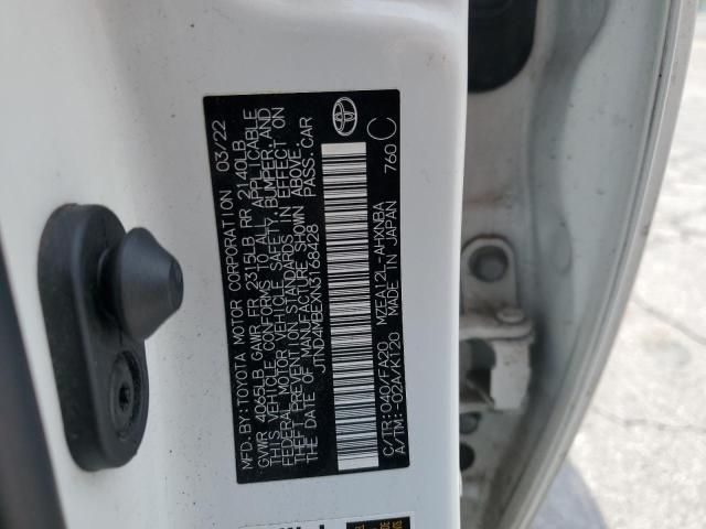 JTND4MBEXN3168428 - 2022 TOYOTA COROLLA SE WHITE photo 12