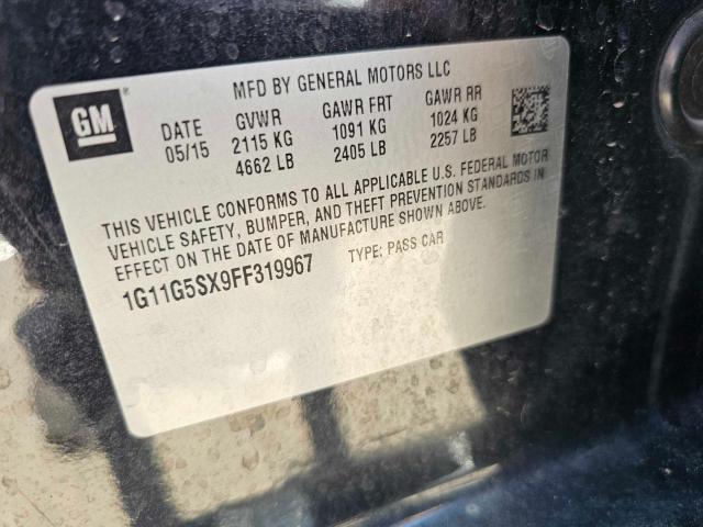 1G11G5SX9FF319967 - 2015 CHEVROLET MALIBU LTZ შავი ფოტო 10