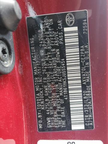 4T1B61HK5JU555454 - 2018 TOYOTA CAMRY XSE BURGUNDY photo 12