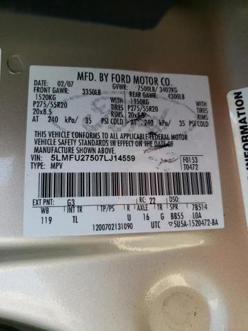 5LMFU27507LJ14559 - 2007 LINCOLN NAVIGATOR ოქროსფერი ფოტო 13