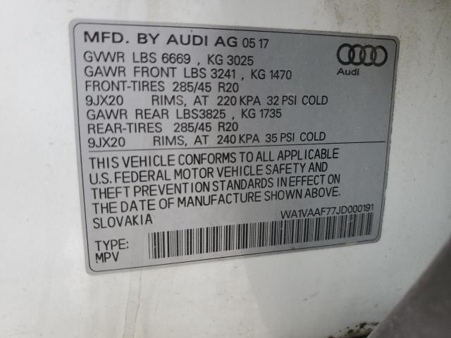 WA1VAAF77JD000191 - 2018 AUDI Q7 PRESTIGE Weiß Foto 14
