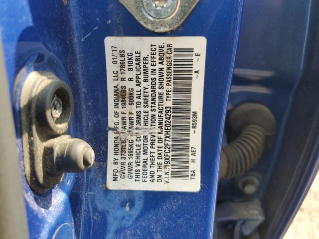 19XFC2F7XHE024293 - 2017 HONDA CIVIC EX 蓝色 照片 13