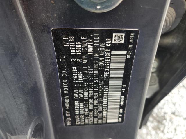 JHMFE1F70NX006271 - 2022 HONDA CIVIC EX GRAY photo 12