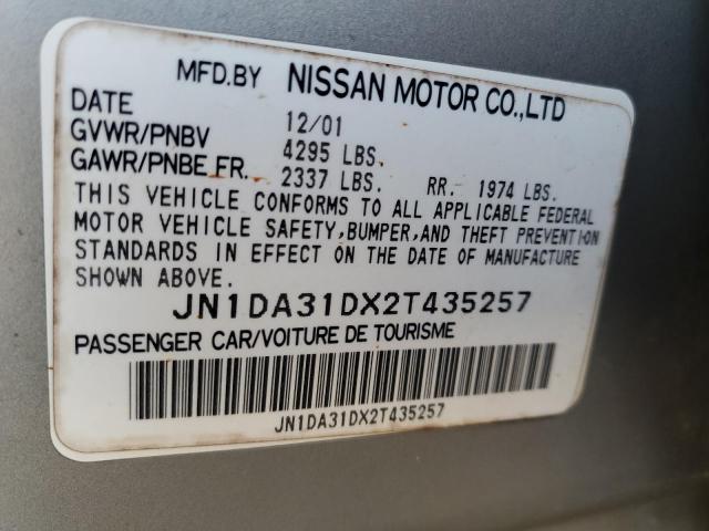 JN1DA31DX2T435257 - 2002 NISSAN MAXIMA GLE SILVER photo 12