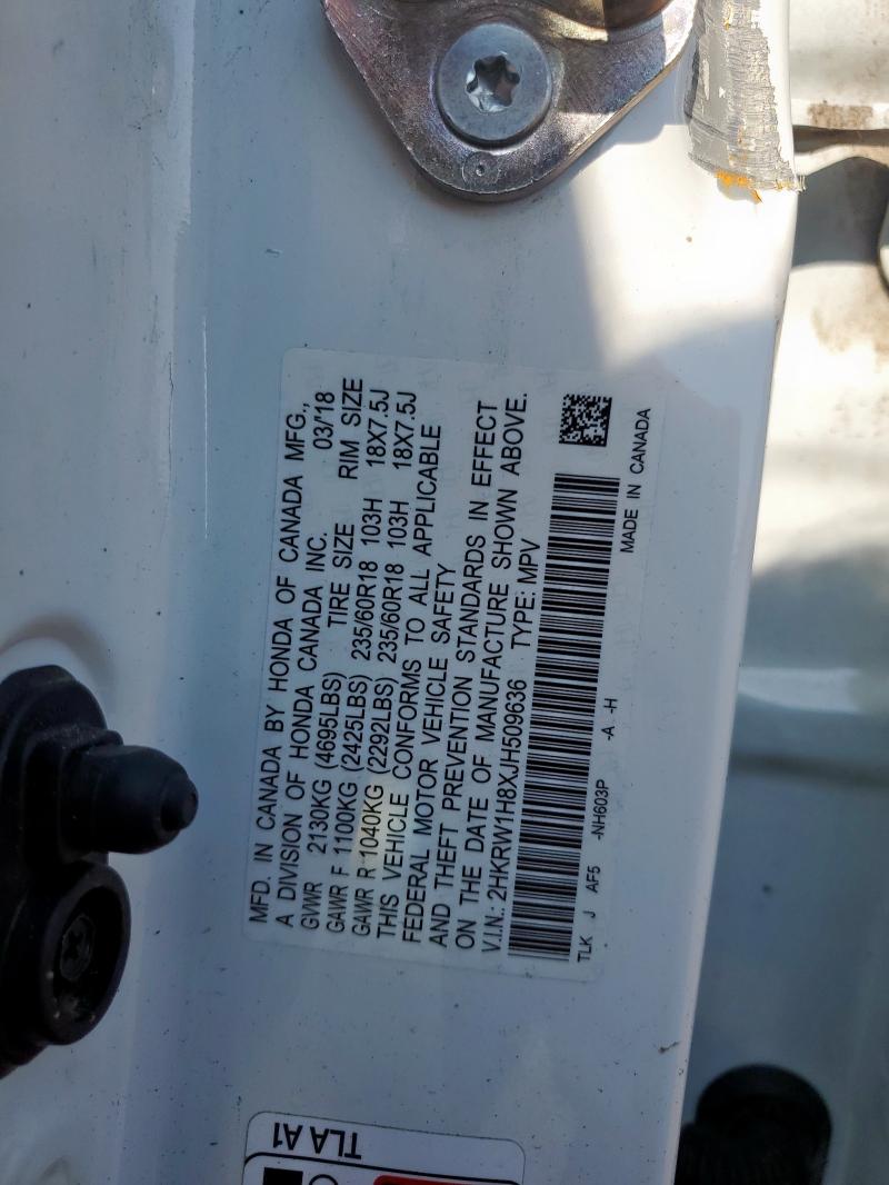 2HKRW1H8XJH509636 - 2018 HONDA CR-V EXL WHITE photo 14