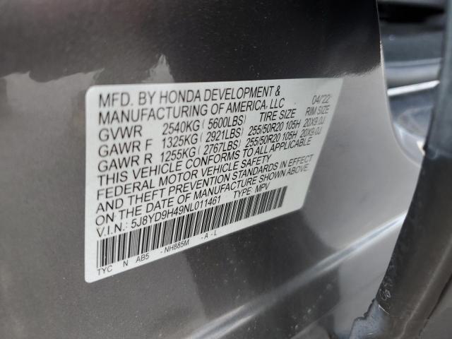 5J8YD9H49NL011461 - 2022 ACURA MDX TECHNOLOGY GRAY photo 13