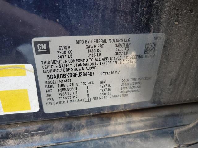 5GAKRBKD9FJ204407 - 2015 BUICK ENCLAVE BLUE photo 13