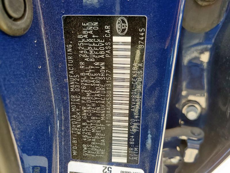 4T1DAACK5SU131577 - 2025 TOYOTA CAMRY XSE BLUE photo 13