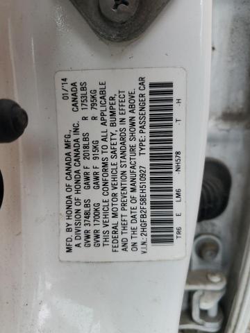 2HGFB2F58EH510927 - 2014 HONDA CIVIC LX Ақ фото 12