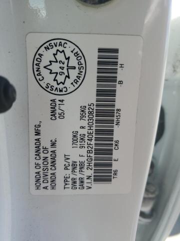 2HGFB2F40EH030825 - 2014 HONDA CIVIC LX أبيض صورة 12