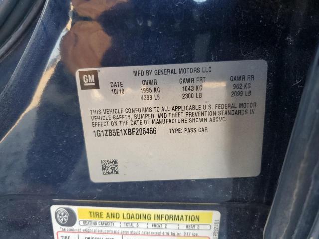 1G1ZB5E1XBF206466 - 2011 CHEVROLET MALIBU LS Mavi fotoğraf 12