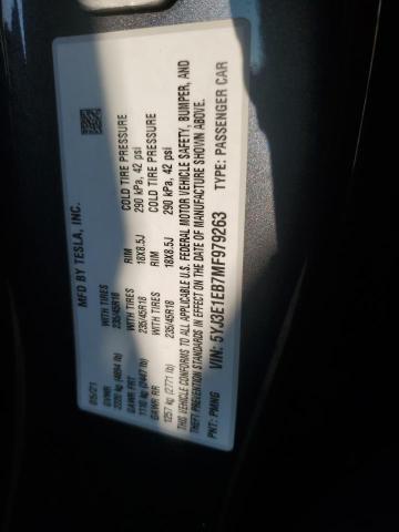 5YJ3E1EB7MF979263 - 2021 TESLA MODEL 3 石墨色 照片 12